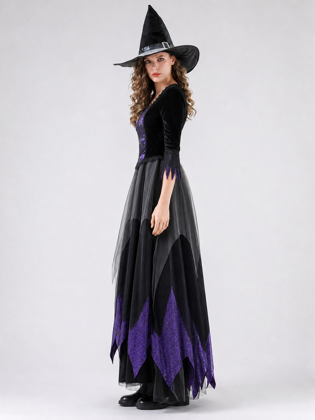 Witch Cosplay Costume with Hat and Lace