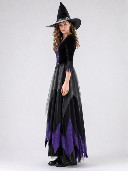 Witch Cosplay Costume with Hat and Lace