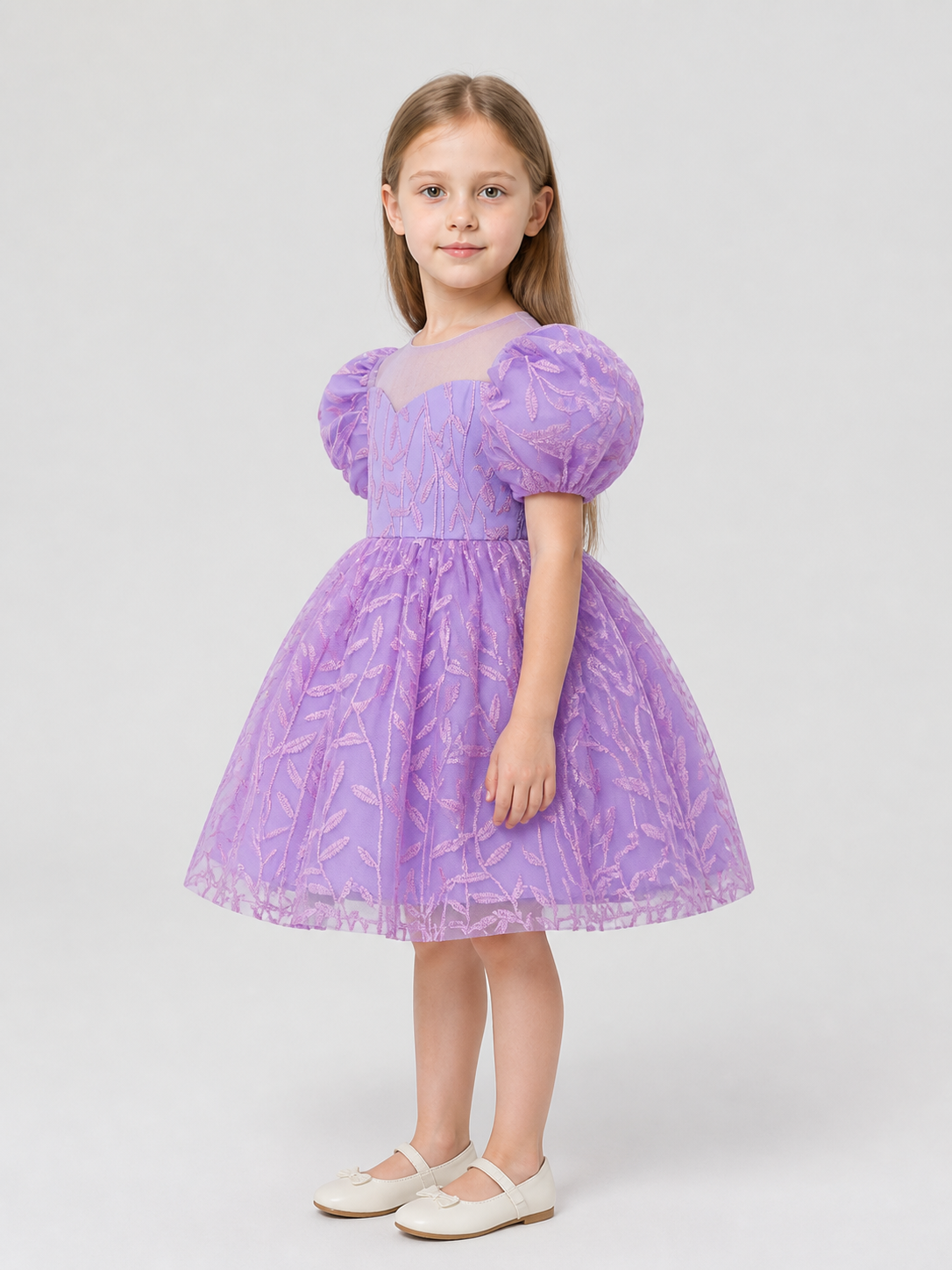 Embroidered Tutu Dress for Birthdays and Piano Playing side view