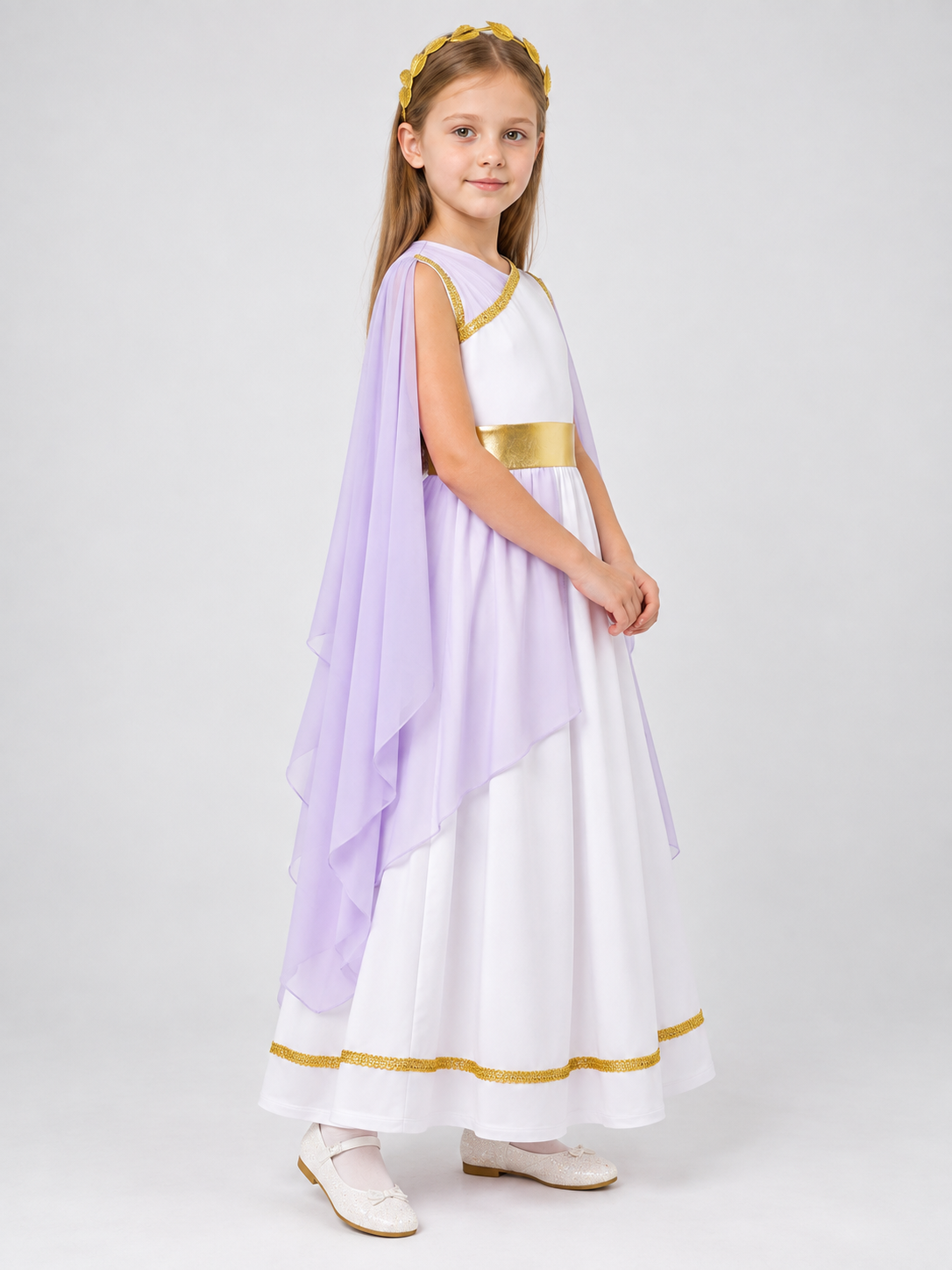 Greek-Style Carnival Dress with Cape and Belt