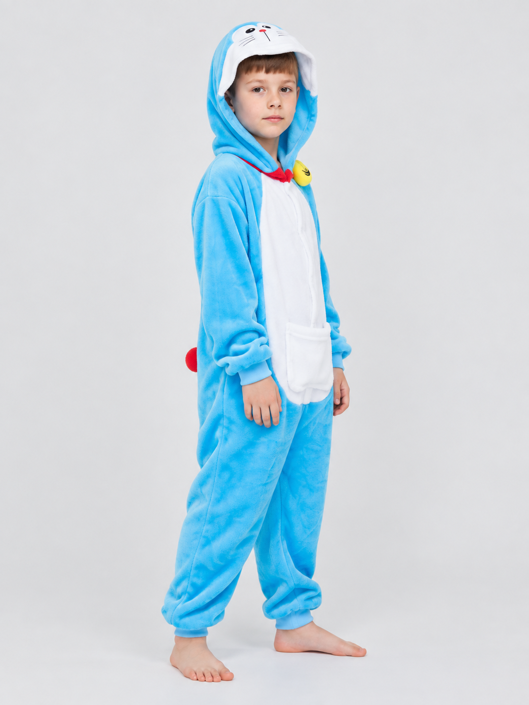 Blue Flannel Hooded Pajama Jumpsuit