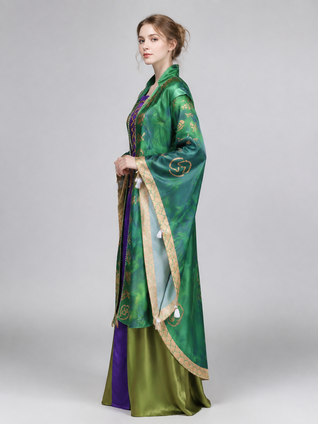 Medieval Cosplay Costume with Cape and Lacing side view