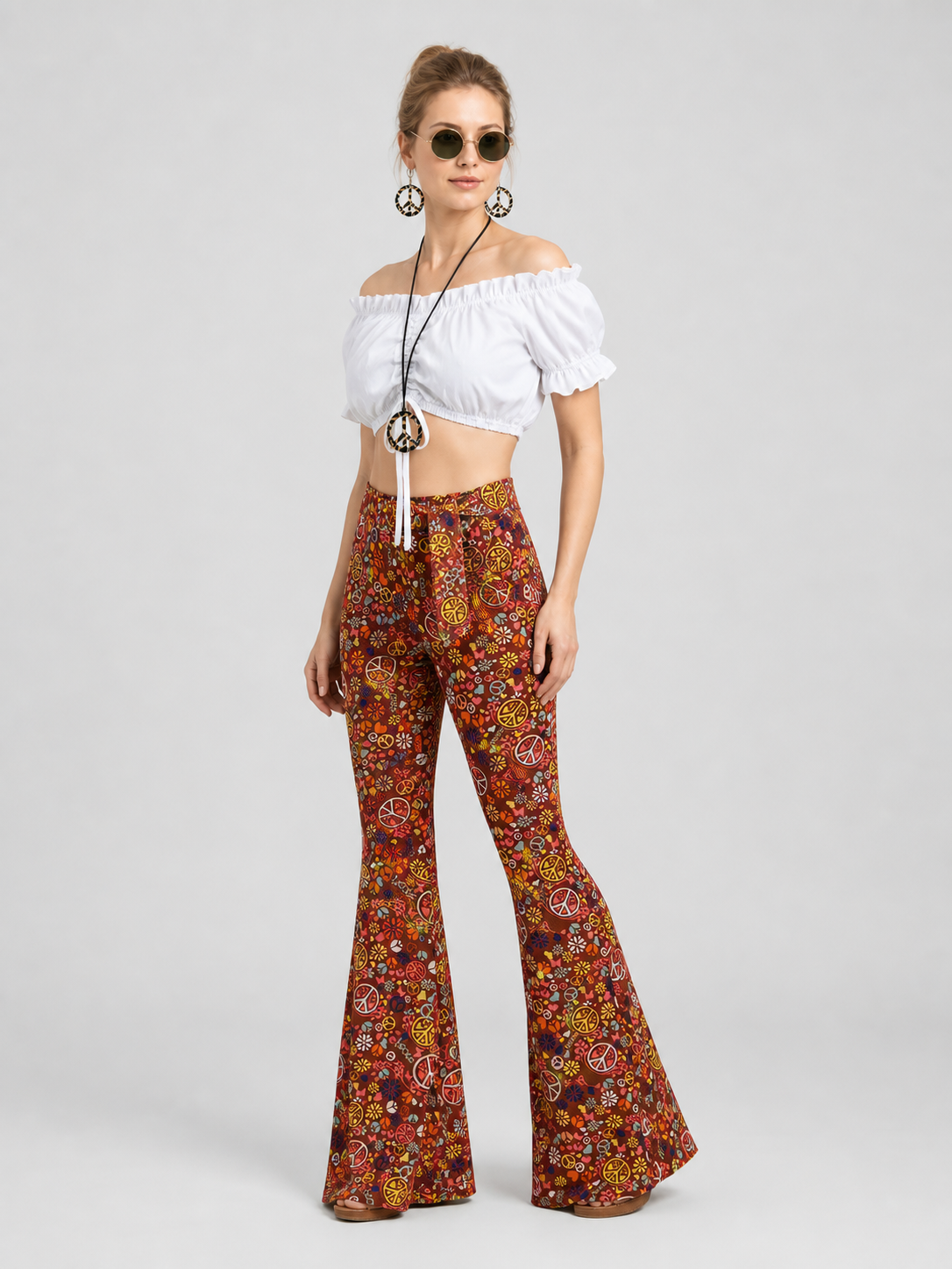 Party Costume: Top, Flare-Leg Pants, and Accessories side view