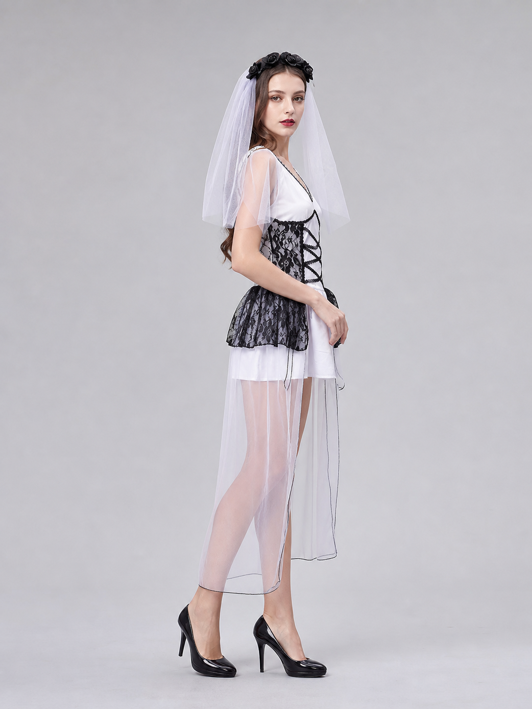 Gothic Wedding Dress with Veil