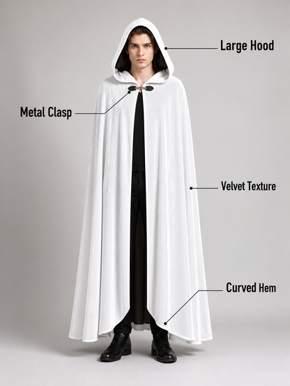 Long White Hooded Carnival Cloak
