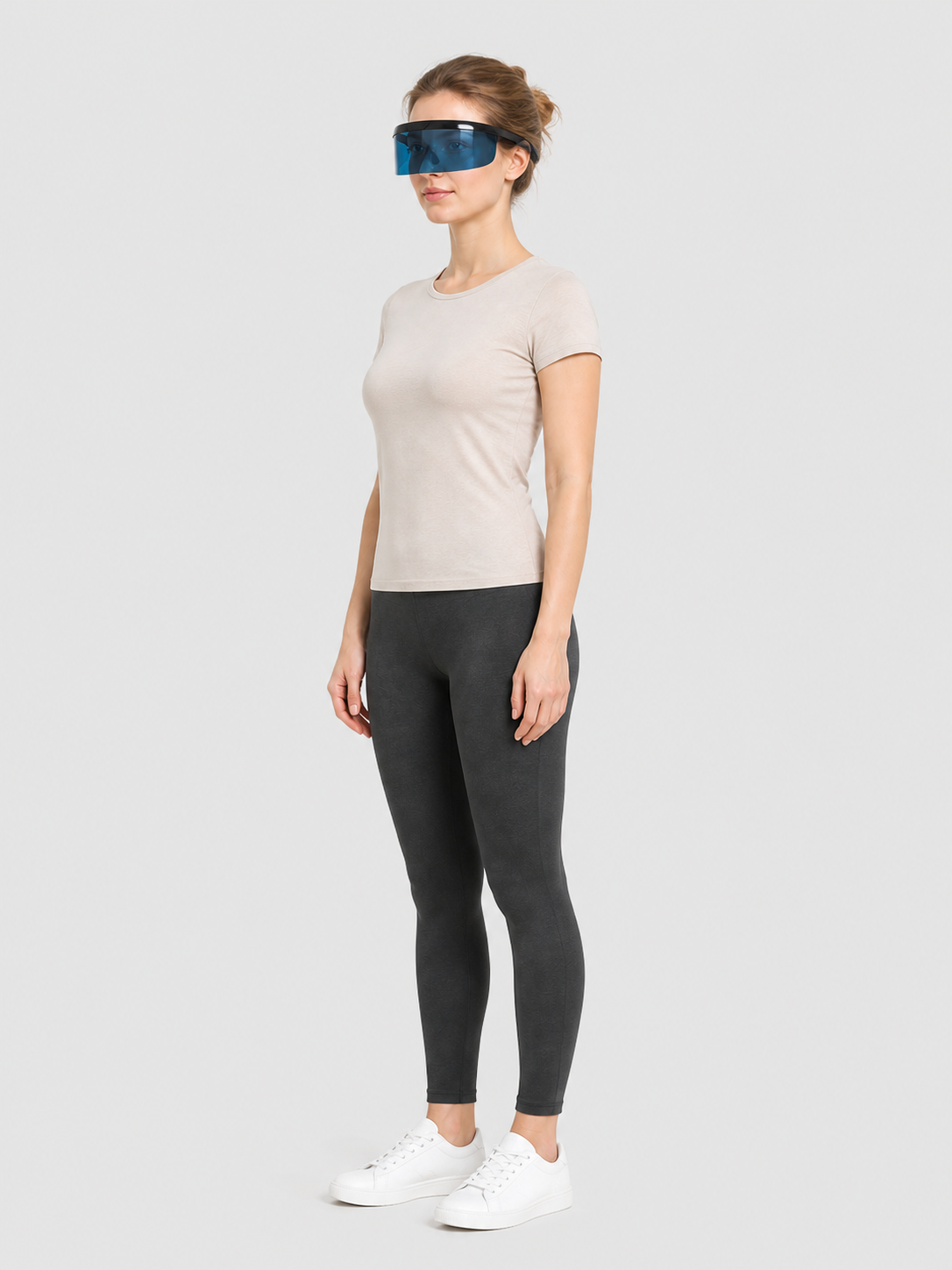Futuristic Glasses with a Wide Blue Lens side view