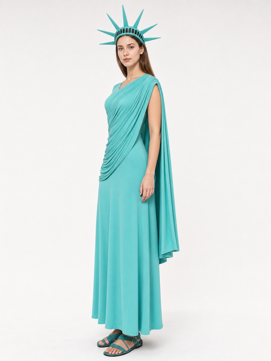 Statue of Liberty Costume Dress with Crown
