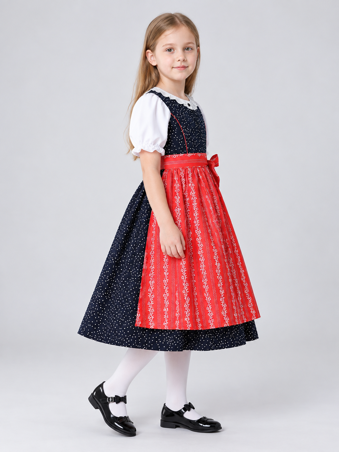 Bavarian-Style Dress with Polka-Dot Apron