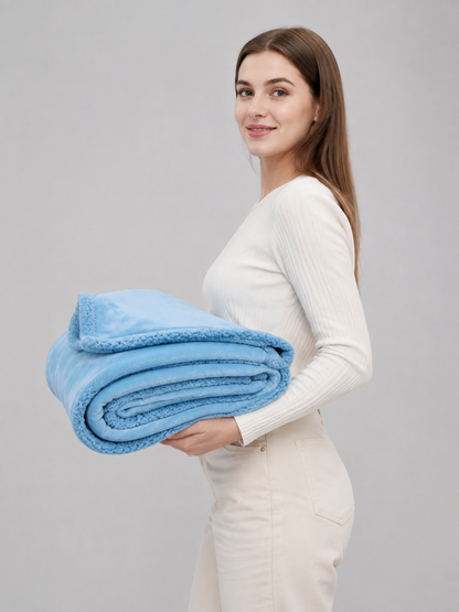 Reversible Pet Blanket: Sherpa and Flannel side view