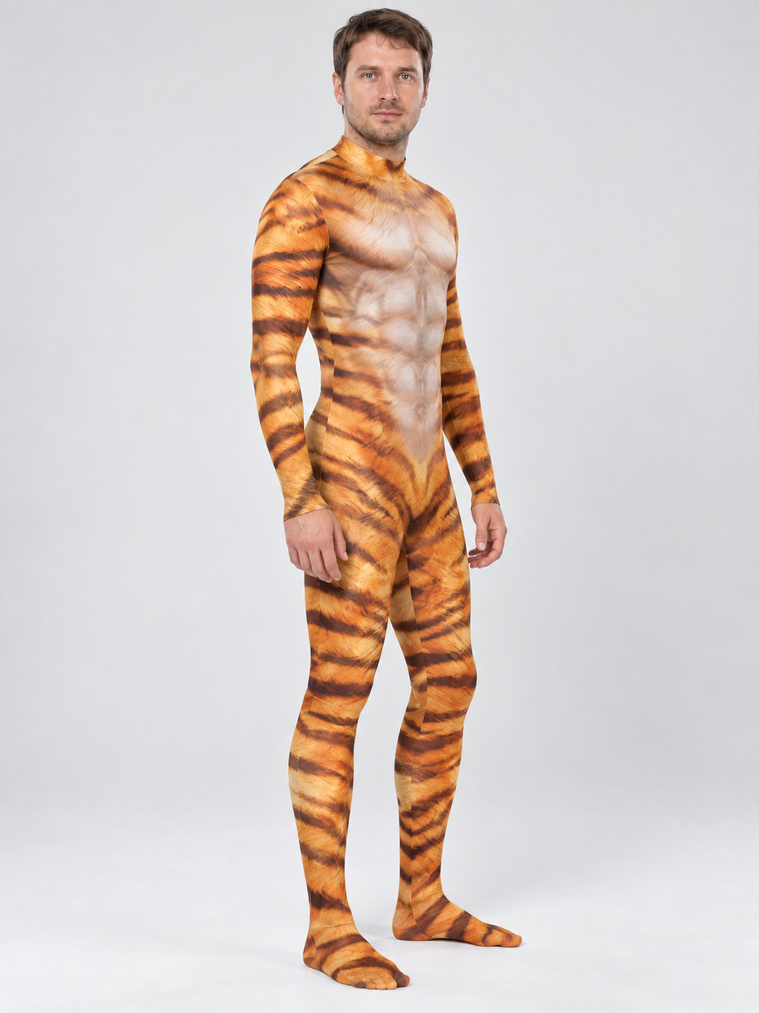 Tiger Print Cosplay Bodysuit, Form-Fitting