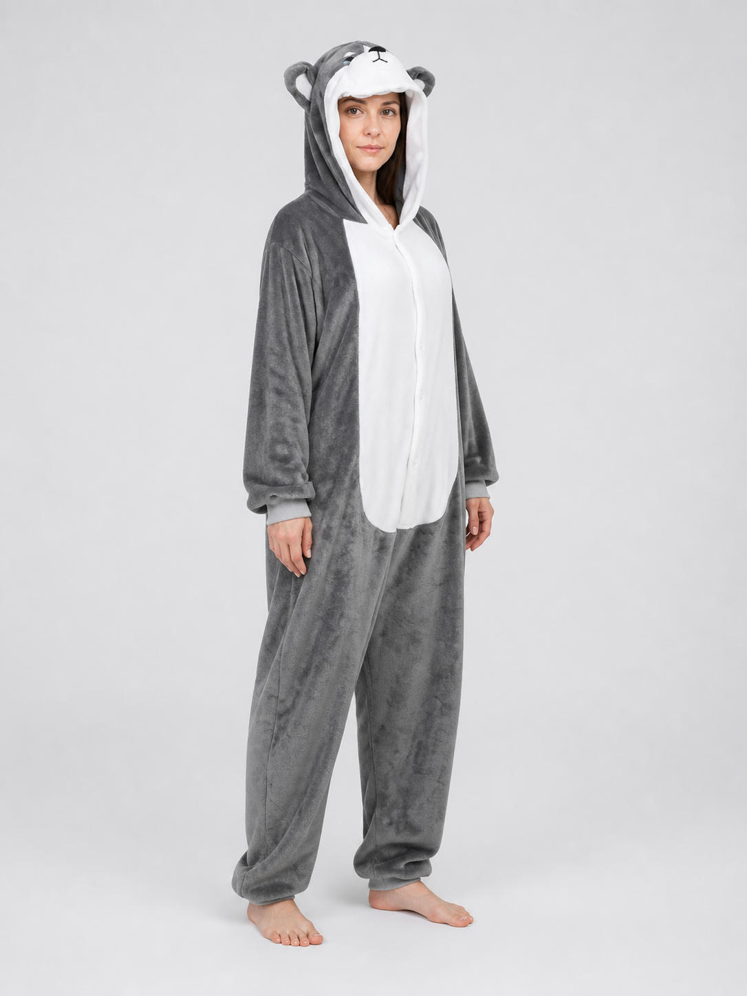 Husky Flannel Hooded Kigurumi Pajama side view