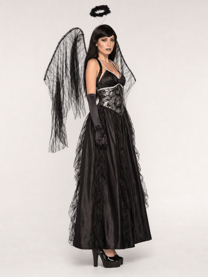 Gothic Angel Halloween Costume with Wings