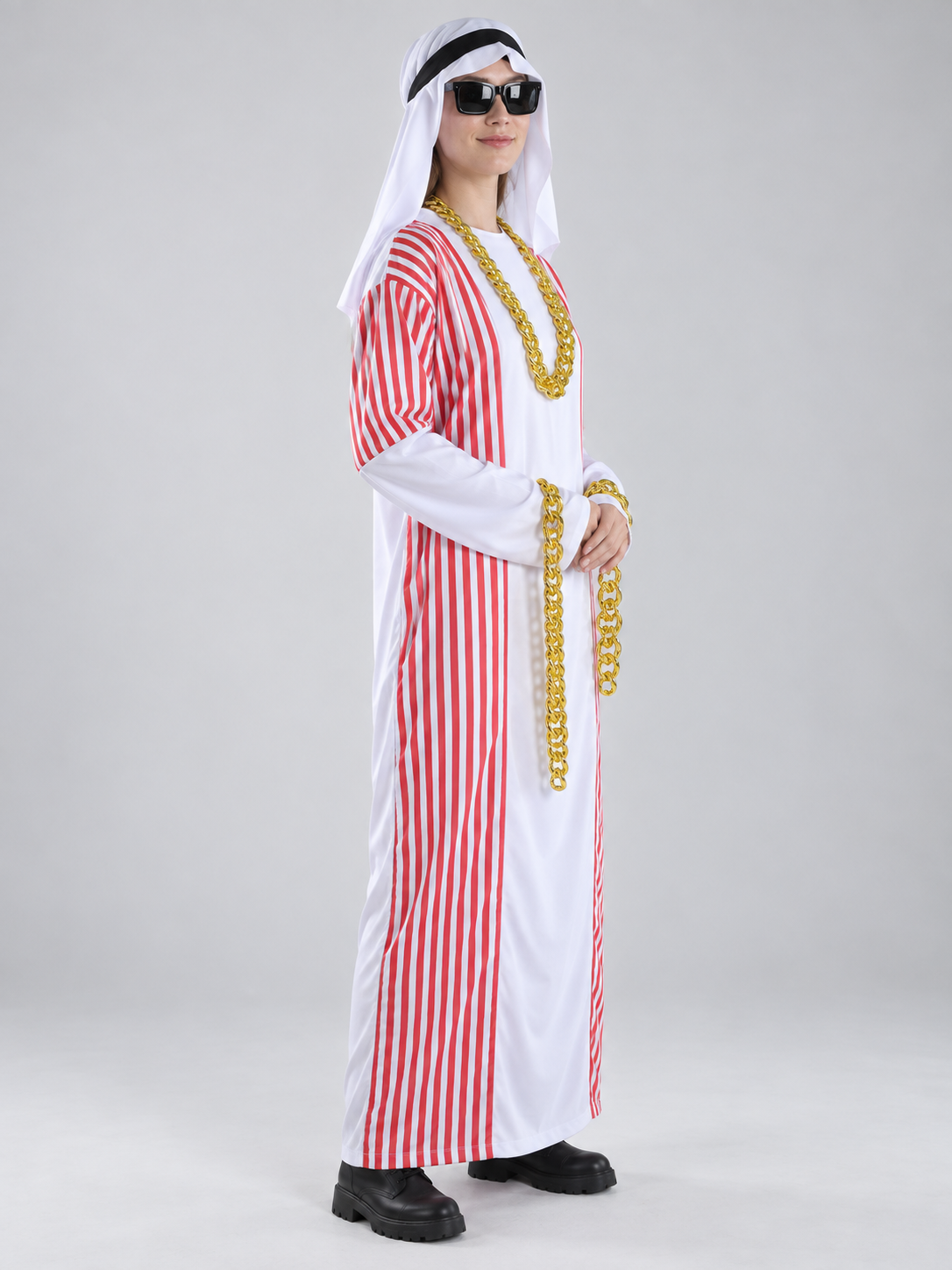 Carnival Costume with Scarf and Red Stripes