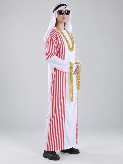 Carnival Costume with Scarf and Red Stripes