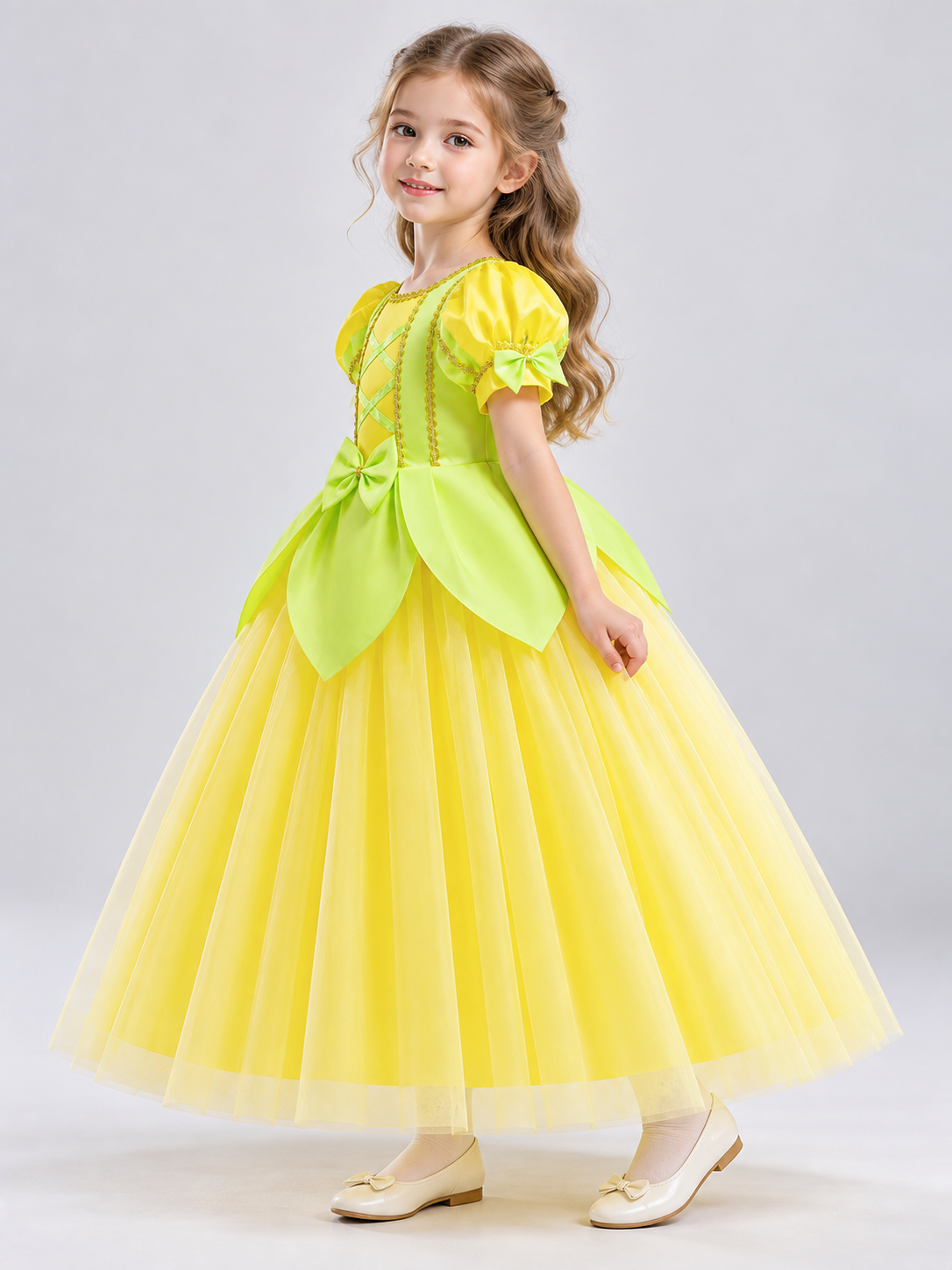 Kids' Costume Dress with Fluffy Skirt and Bow