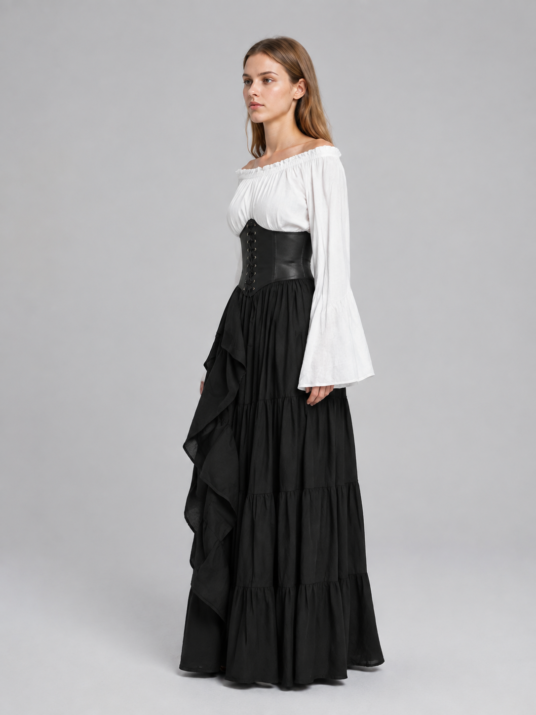 Medieval Maxi Dress with Corset Lacing side view