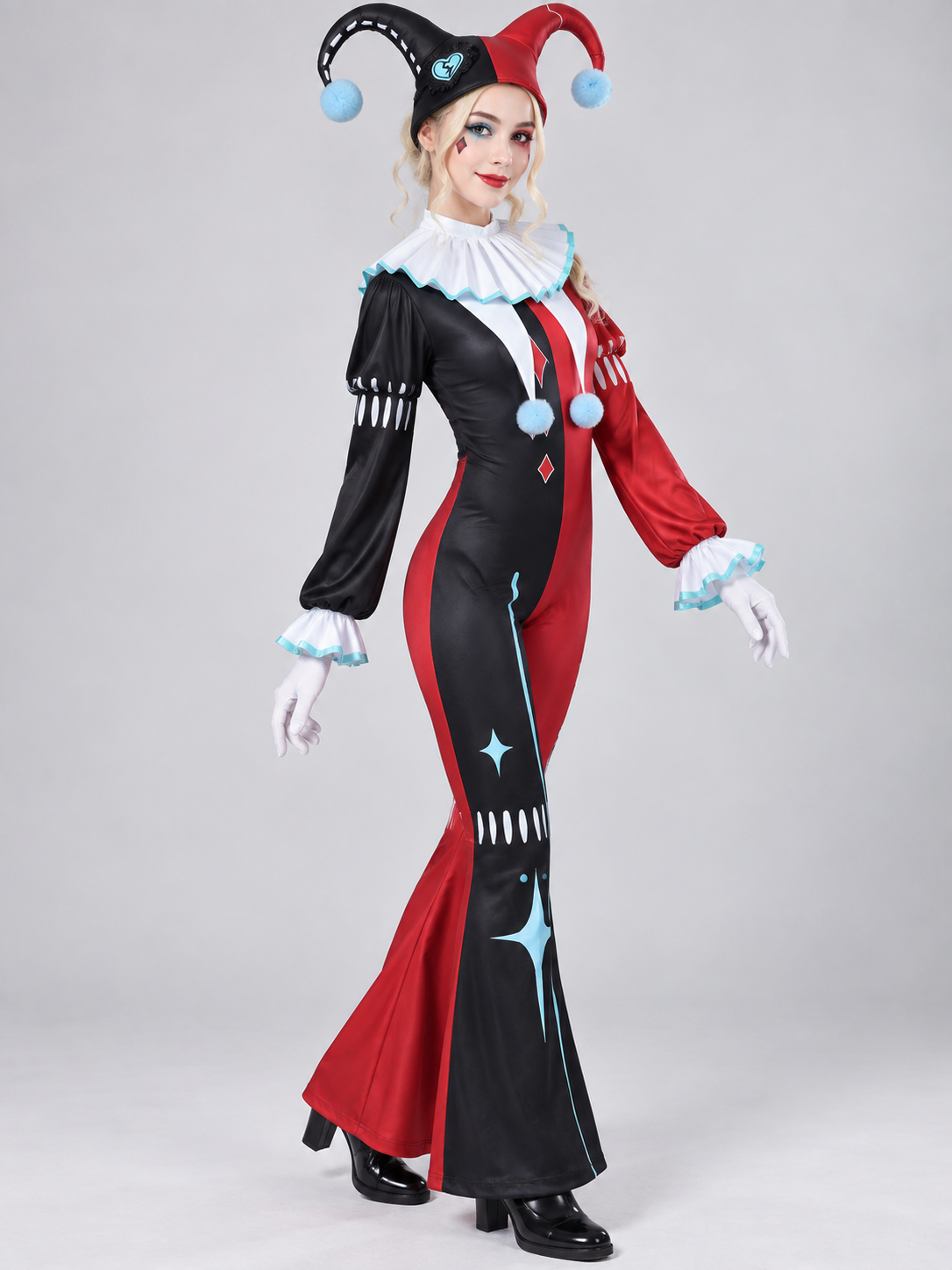 Black and Red Joker Cosplay Costume with Hat
