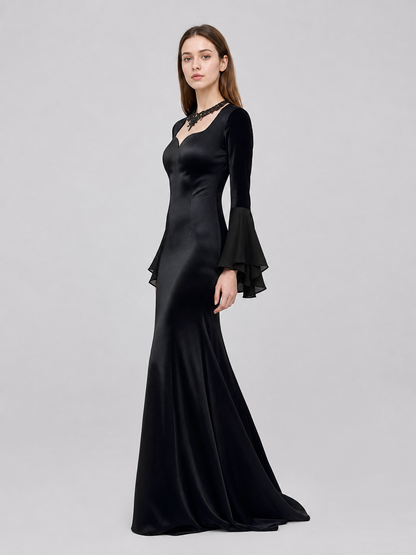 Black Gothic Floor-Length Evening Dress