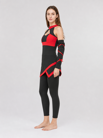 Naruto Ninja Costume, Black and Red Jumpsuit side view