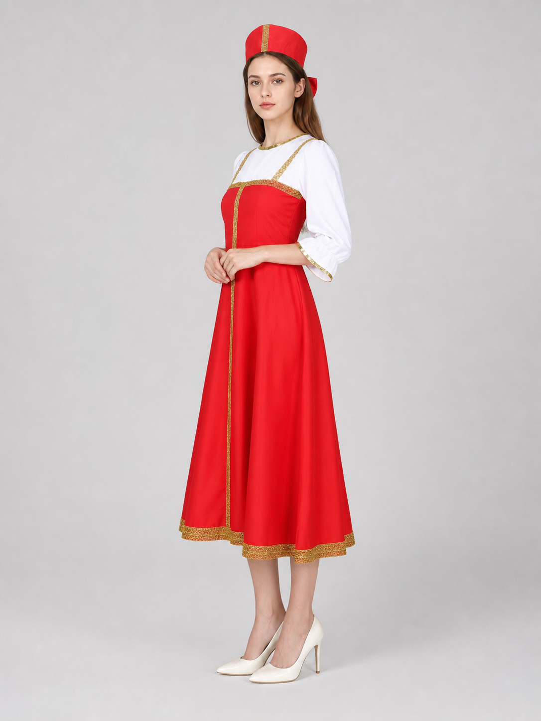 Russian Folk Costume Dress with Hat