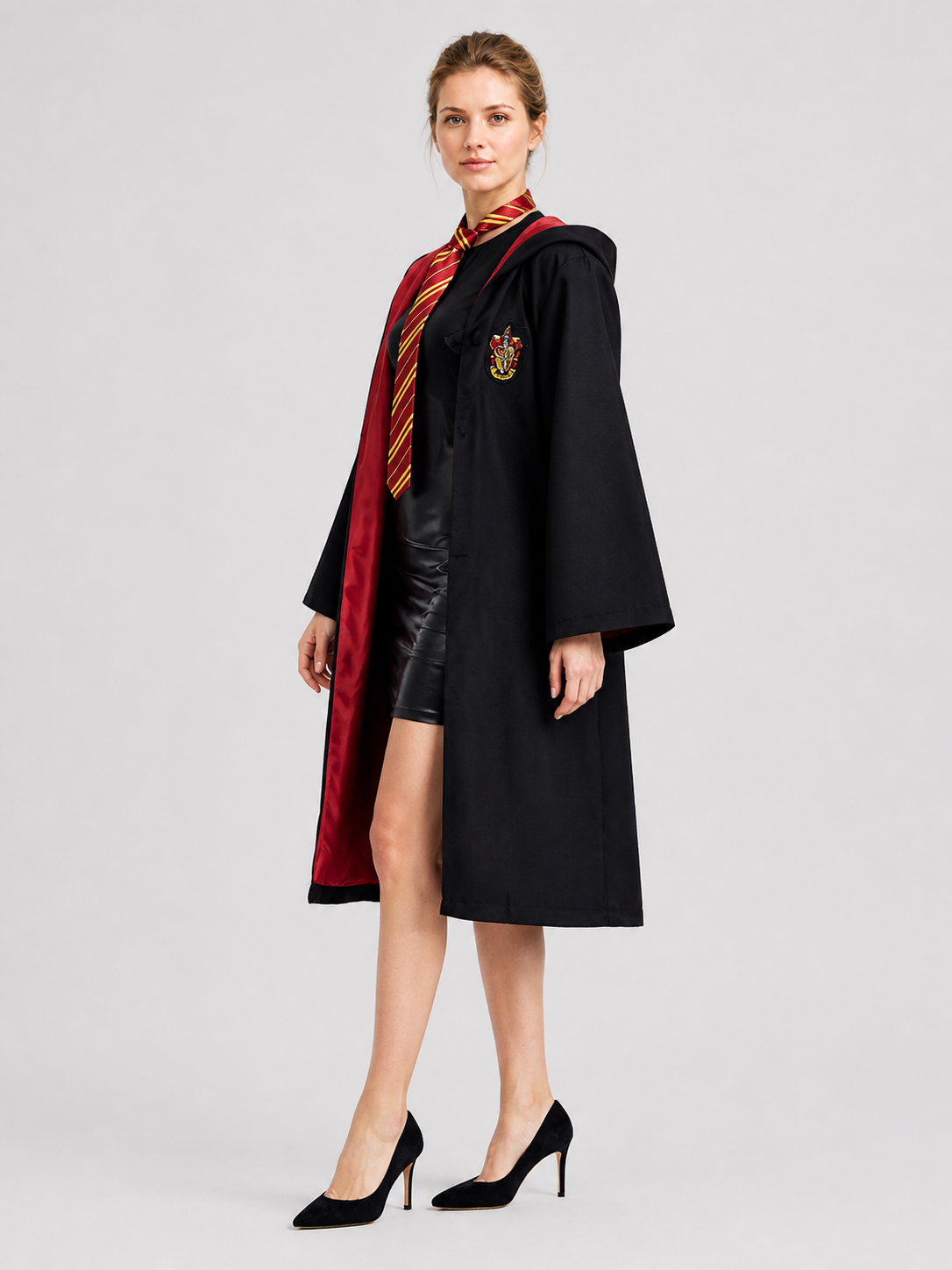 Harry Potter Cloak Cosplay Costume with Tie M-XXL side view