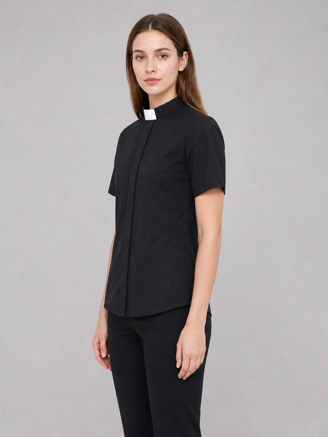 Black cosplay shirt with a stand collar