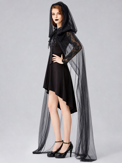 Gothic Costume with Hood and Black Cape