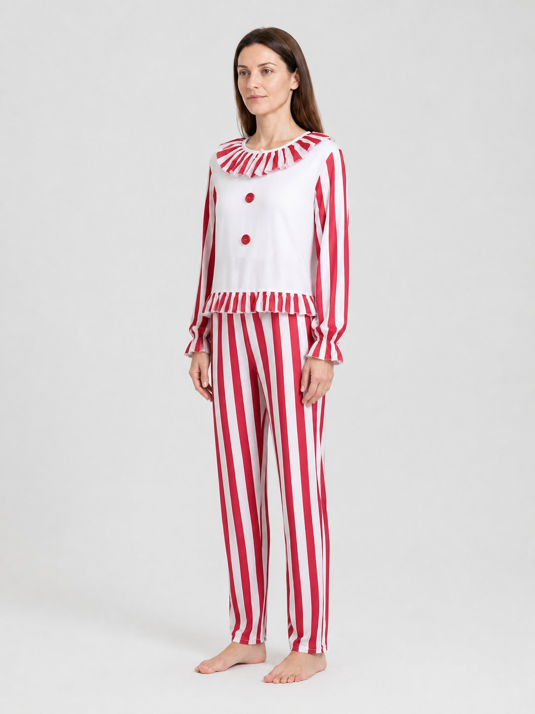 Clown Cosplay Costume, Red and White, 2-Piece side view