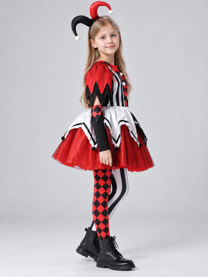 Children's Jester Costume with a Full Skirt side view