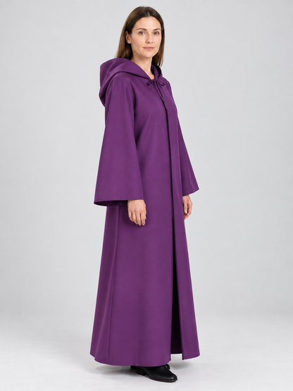 Long Purple Hooded Cloak Cape for Carnival