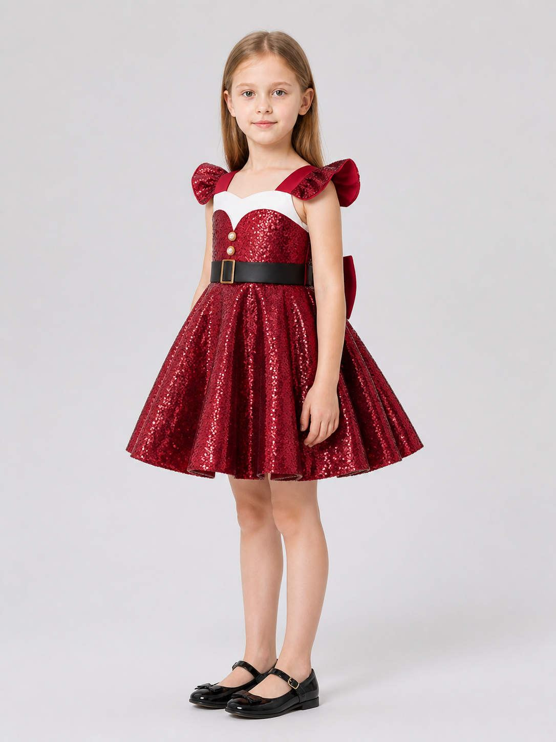 Children's Party Dress with Sequins and Bow side view