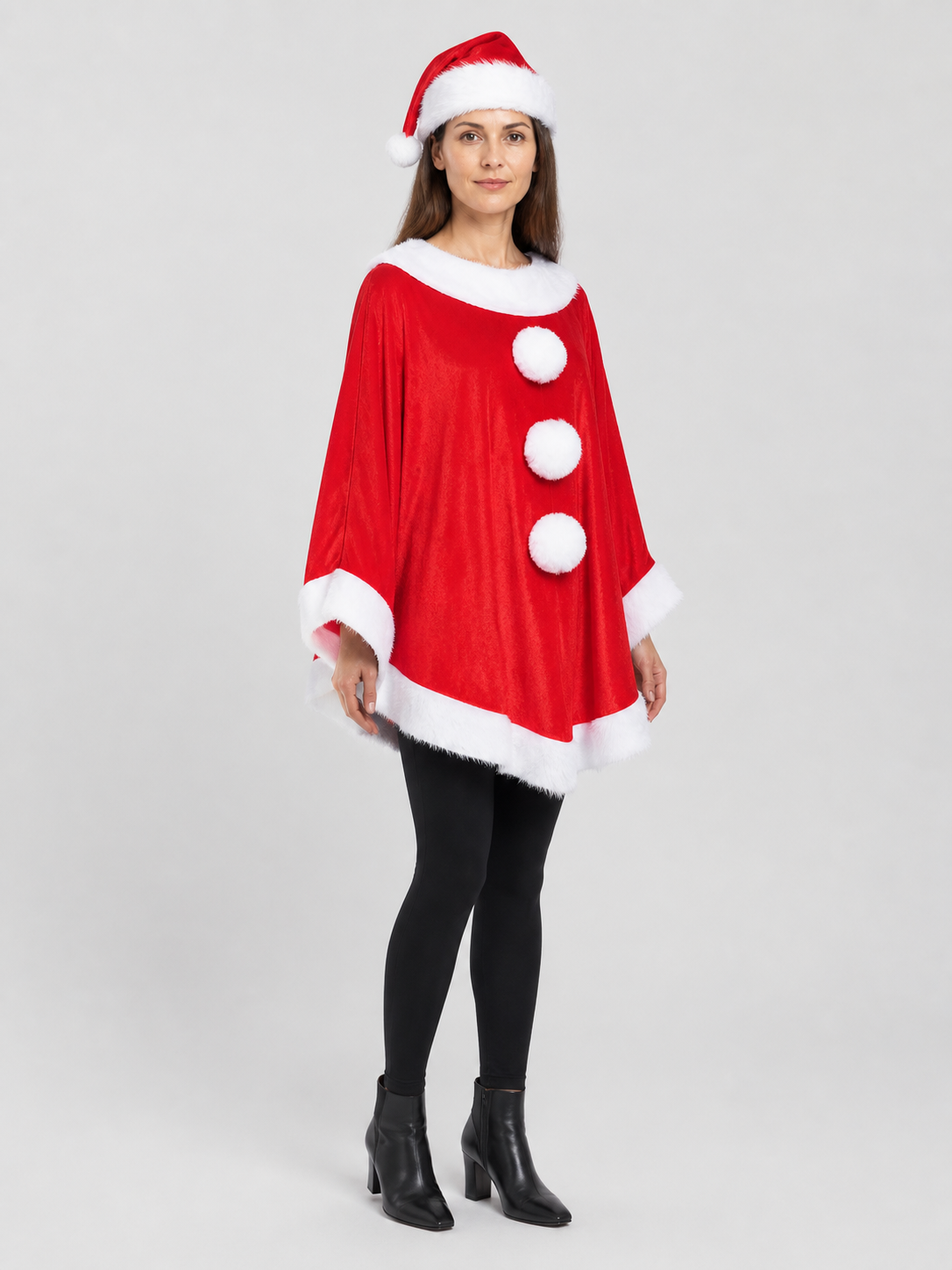 Christmas Cape with White Trim side view