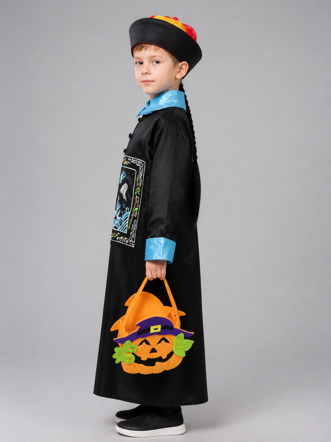 Children’s Carnival Costume with Pumpkin Bag side view