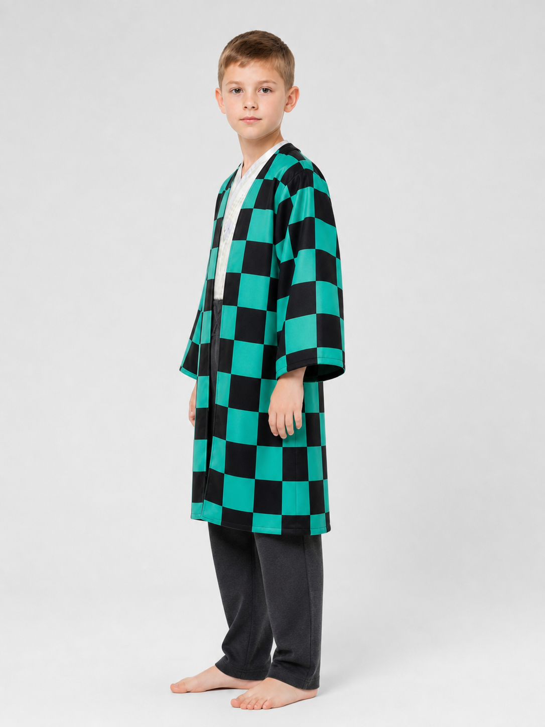 Kids' anime-style plaid jacket, size S