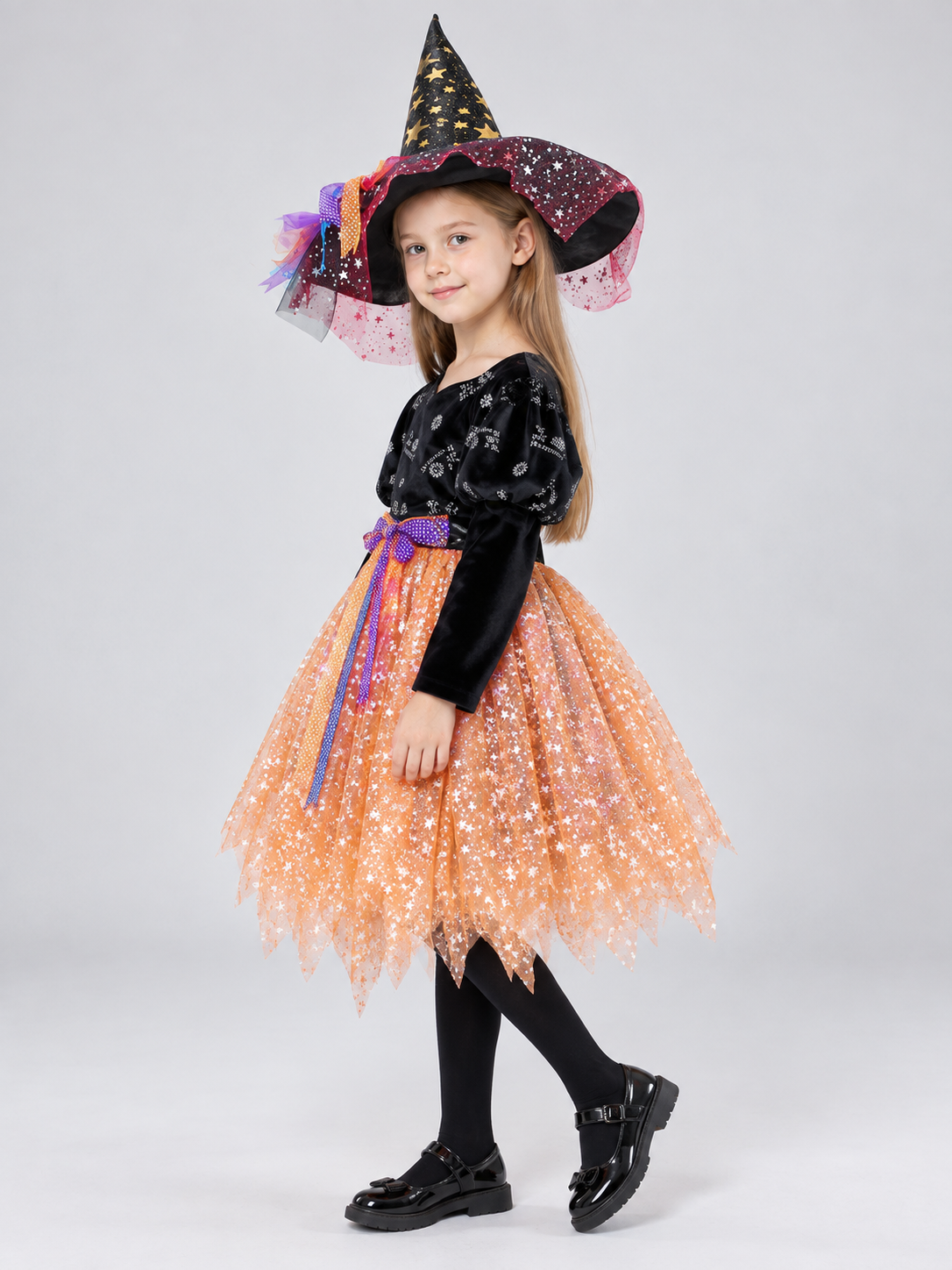 Little Witch Costume with Pointed Hat side view