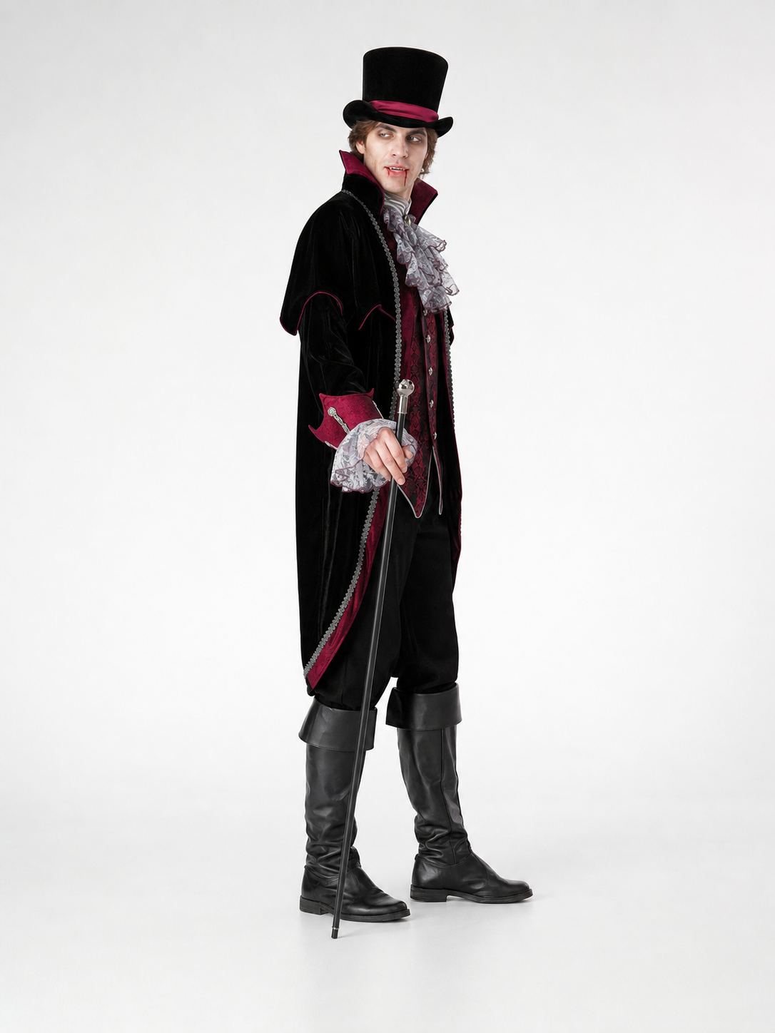 Gothic-Style Vampire Costume with Top Hat