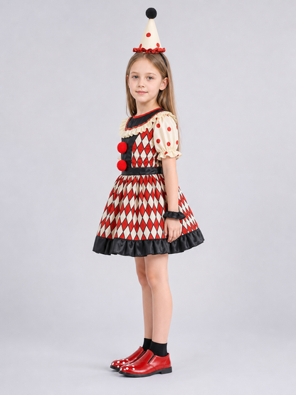 Clown Costume with Dress, Hat, and Shoes