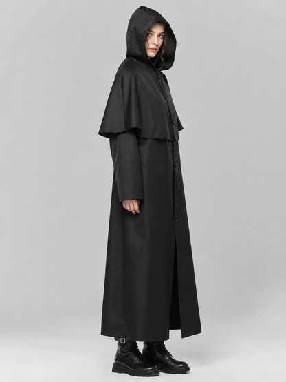 Black hooded cloak for cosplay and Halloween
