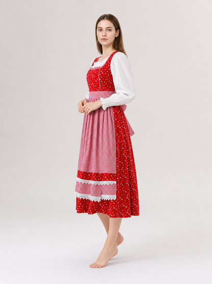 Red Riding Hood Cosplay Dress, Red and White side view