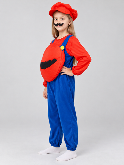 Kids' Super Mario Carnival Costume with Mustache and Hat