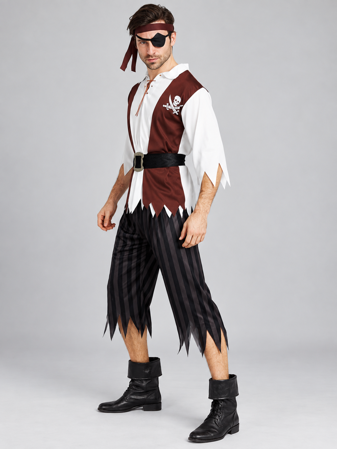 Pirate Carnival Costume with Vest, Bandana, and Eye Patch