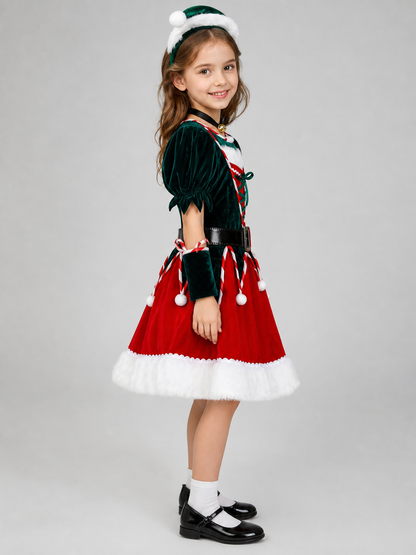 New Year's costume: dress, hat, belt, and sleeves
