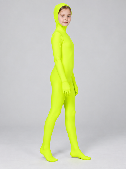 Fitted Zentai Jumpsuit with Hood and Face Opening