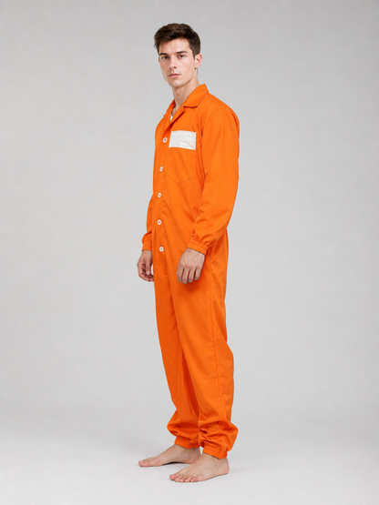 Orange long-sleeve jumpsuit with chest patch product view 21