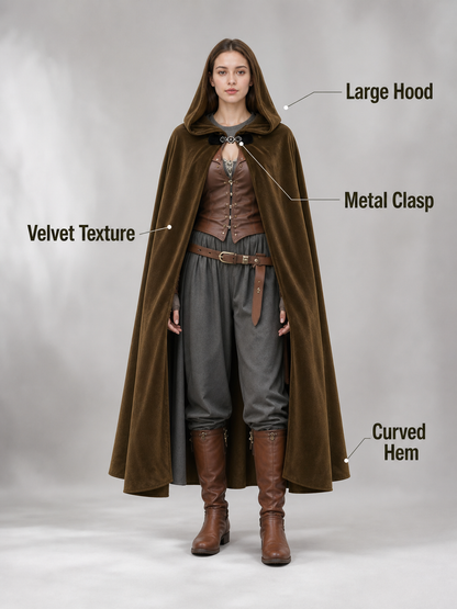 Brown Hooded Costume Cape