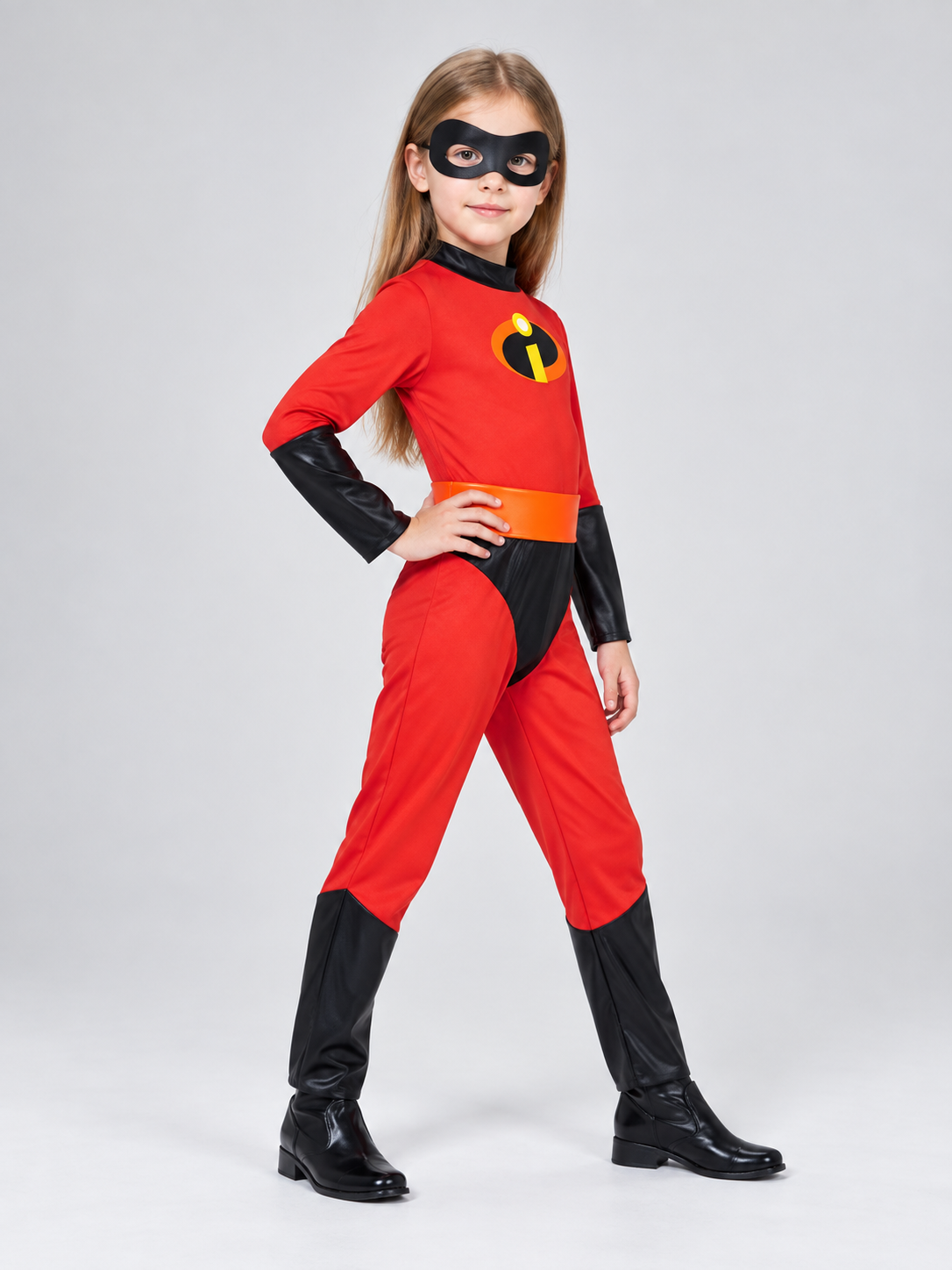 Kids' Superhero Costume Red with Mask and Belt
