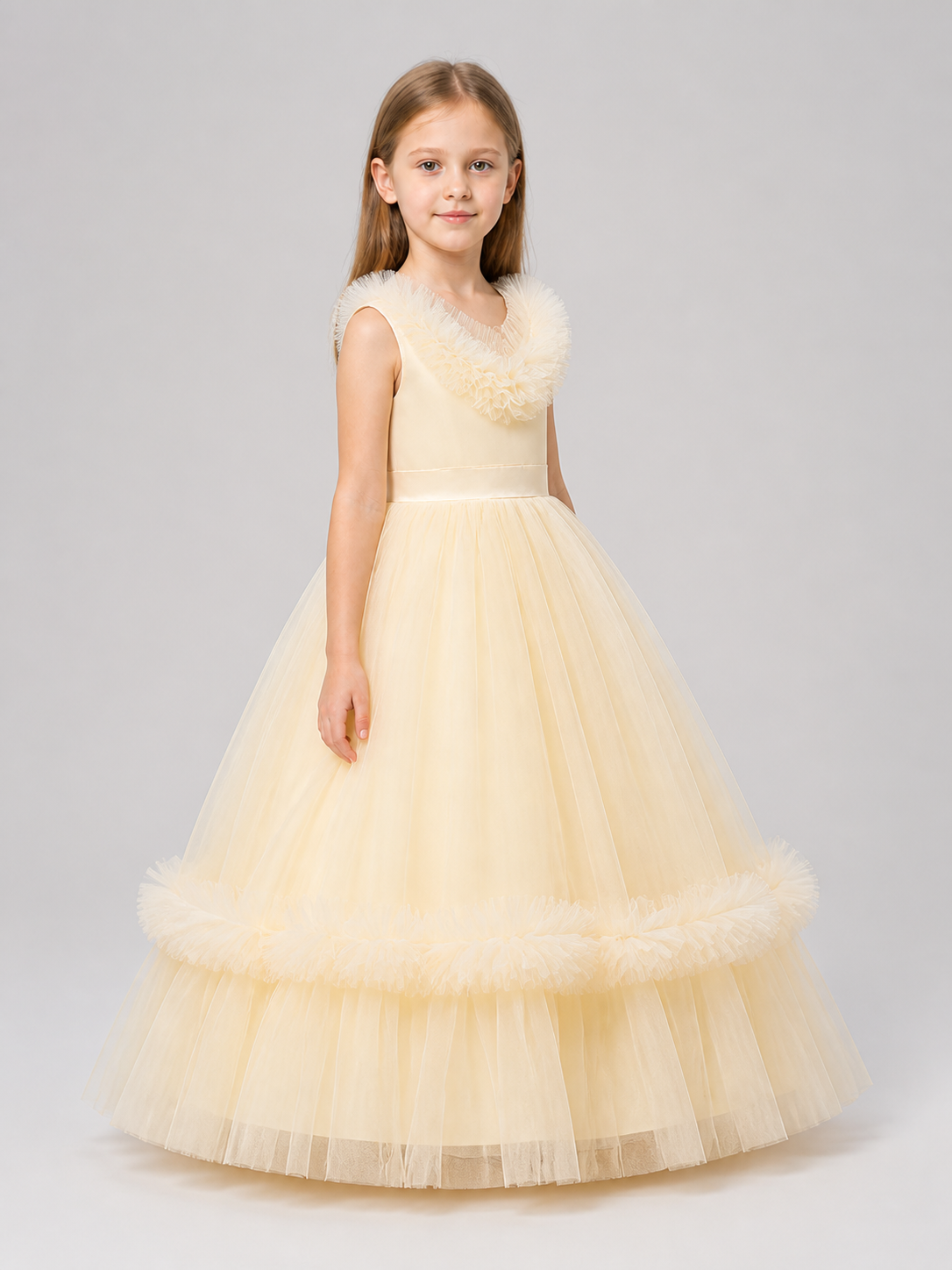 Girls' Princess Dress with Full Skirt, Champagne