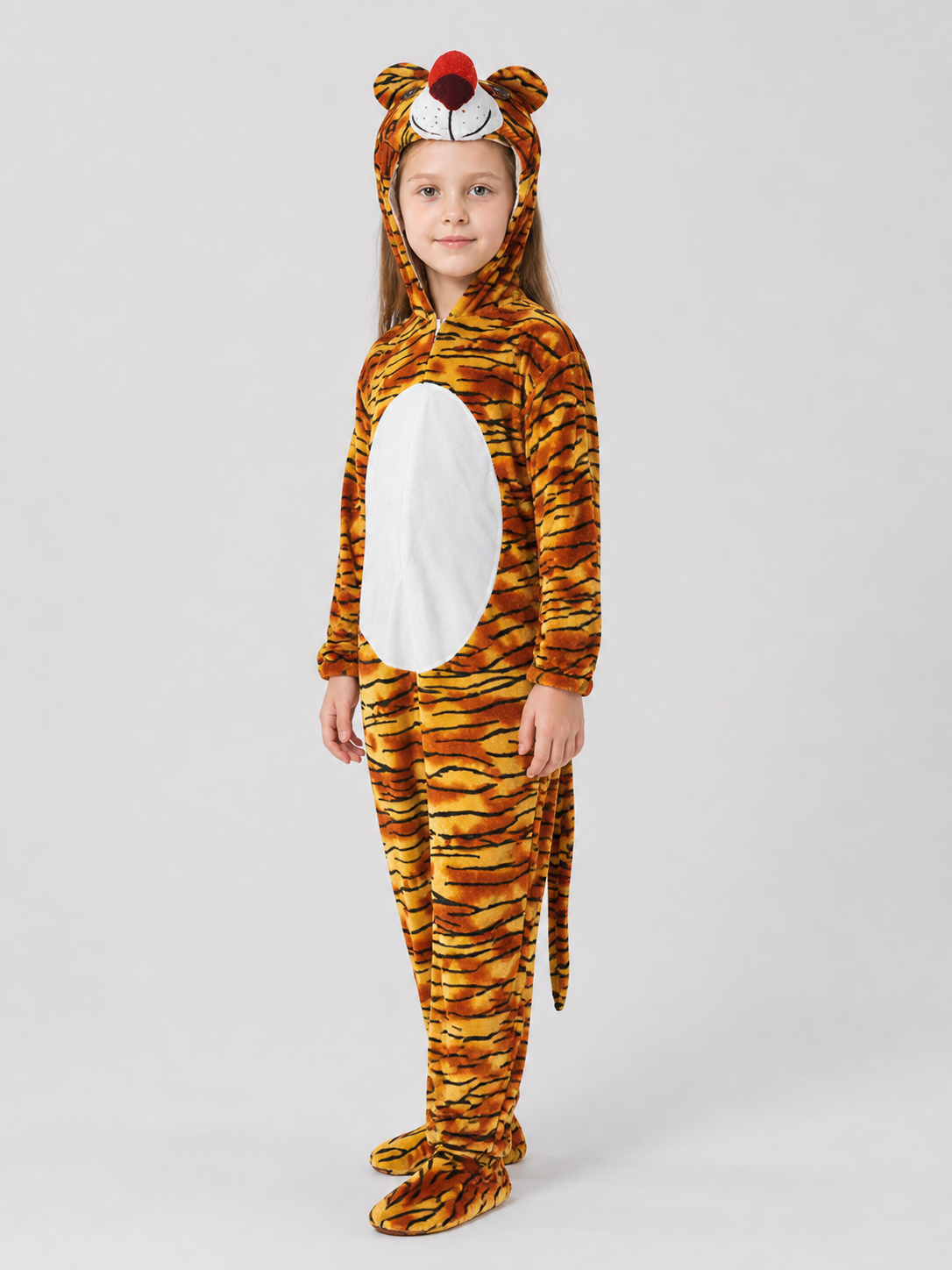 Children's Tiger Costume, Orange-and-Black Jumpsuit side view