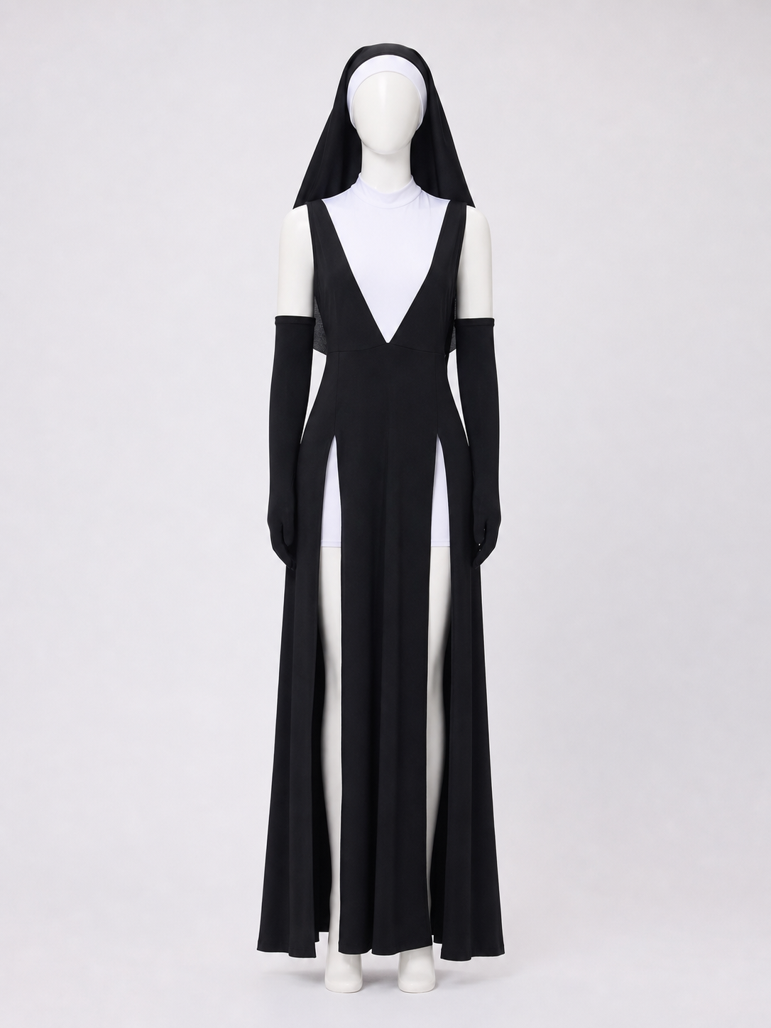 Gothic Long Dress Costume with a High Slit