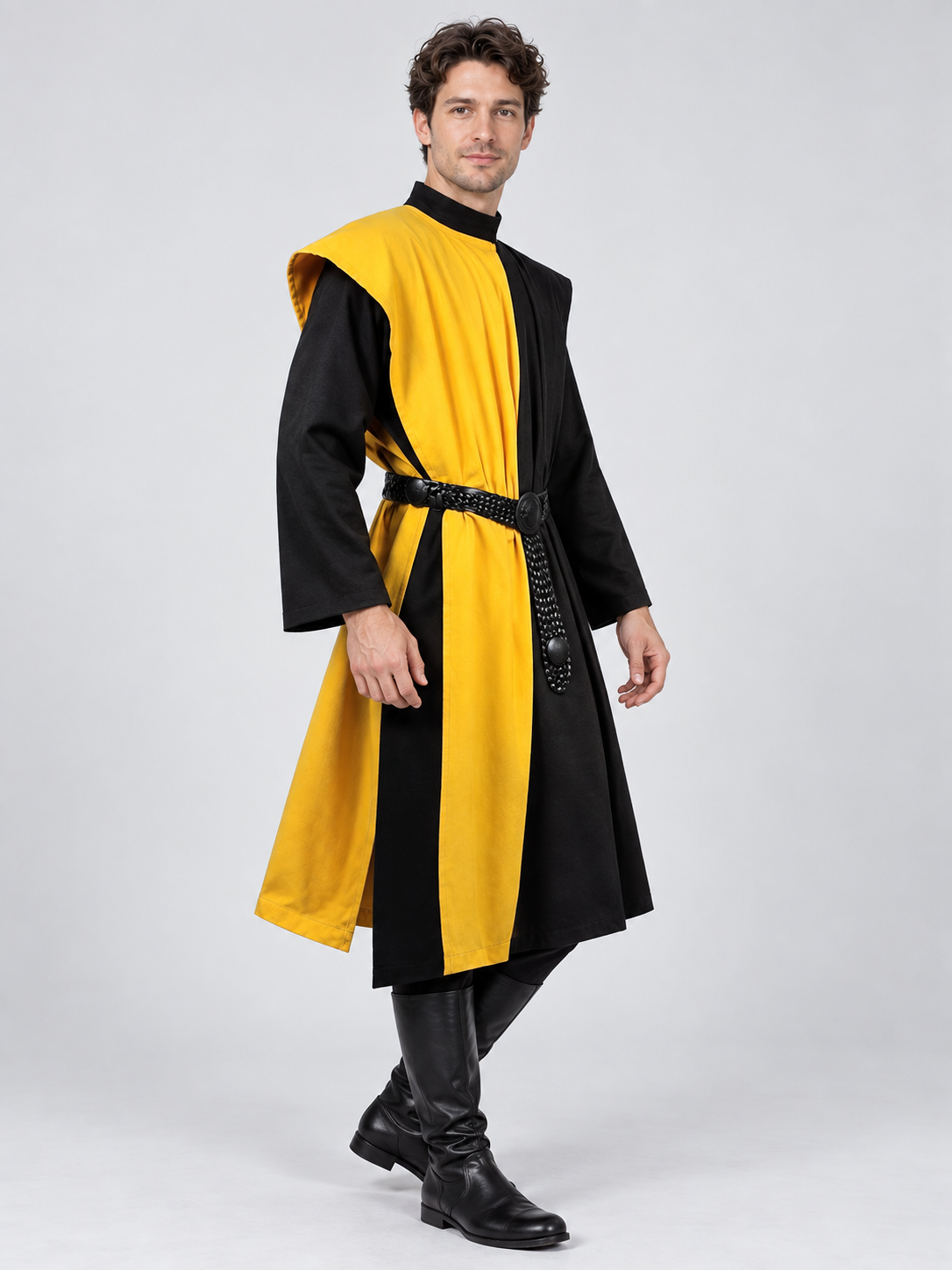Yellow and Black Cosplay Costume with High Collar